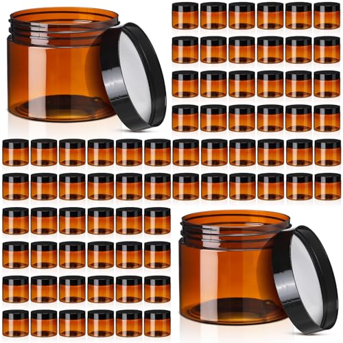 Tanlade 100 Pcs 2 oz Amber Cosmetic Jars - Leakproof Storage