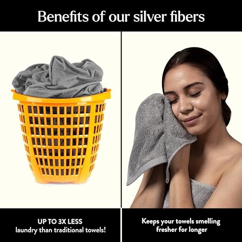 Miracle Made Soft Face Towel, Long-Staple Silver-Treated Cotton Fabric ? Fade Resistant, Highly Absorbent, Quick-Drying Wash Cloth, Stone