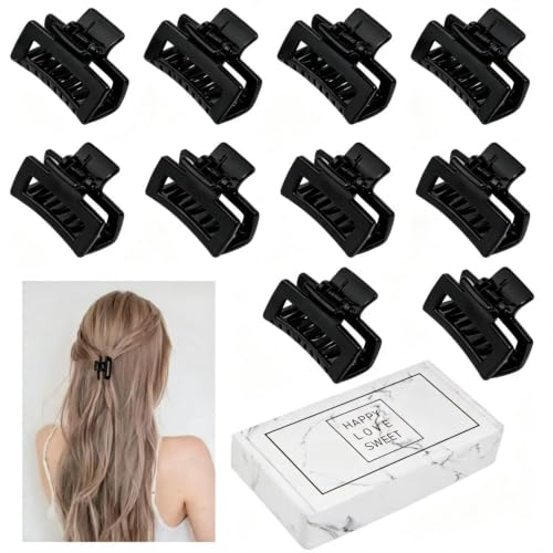Mini Claw Hair Clips for Women & Girls, 1.5 Inch Black Hair Claw Set