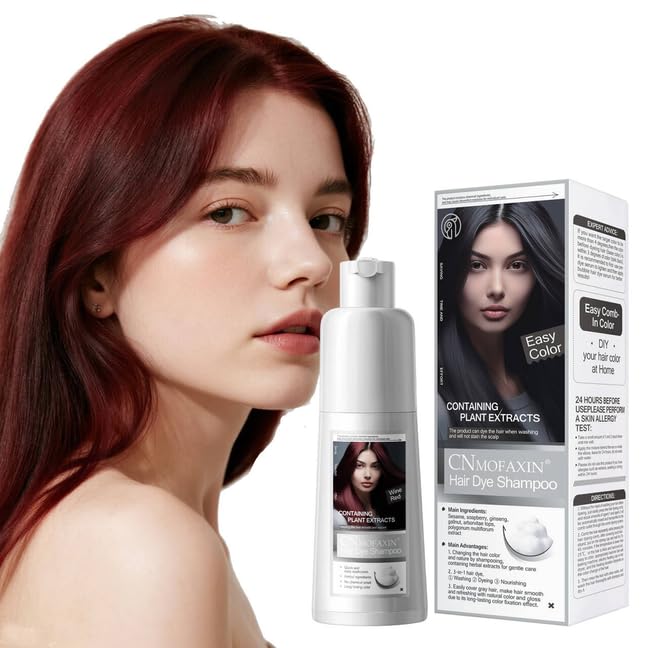 Wine Red 3-in-1 Hair Dye Shampoo for Gray Hair Coverage