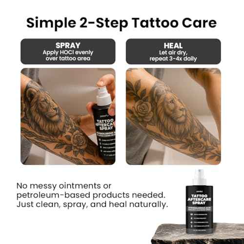 Tattoo Aftercare Spray (8 oz) - Hypochlorous Acid (HOCl) Tattoo Care, Lightweight Alternative to Cream & Ointment - Made in The USA