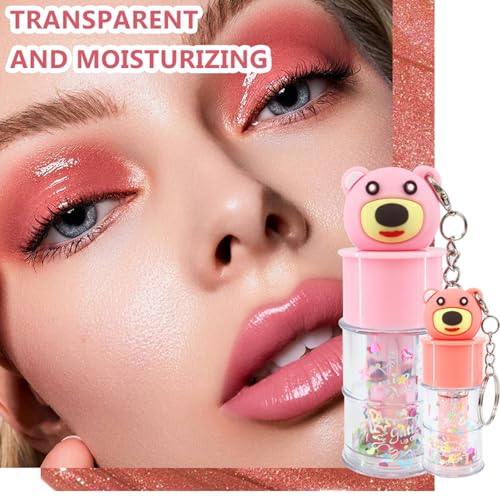 6Pc Hydrating Lip Gloss Set – Bear Design Shimmer & Sequins