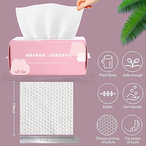 Cayxenful Disposable Face Towel Face Cloths for Washing Soft Cotton Dry Wipes Facial Cloths Towelettes for Washing and Drying, 100 Count Facial Tissue for Cleansing, Skincare and Makeup Remover