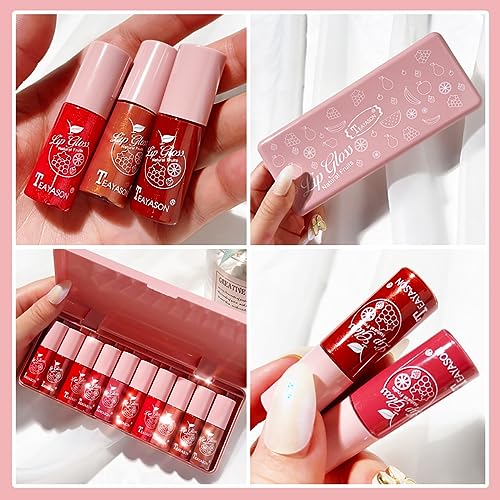 10-Piece Pearly Lip Gloss Set, Moisturizing Lip Tint Collection, Sheer to Medium Coverage, 0.16 Fl Oz Each (Pink Box)
