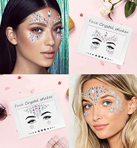 iMethod Mermaid Face Jewels Stick-On Gems, 6 Pack