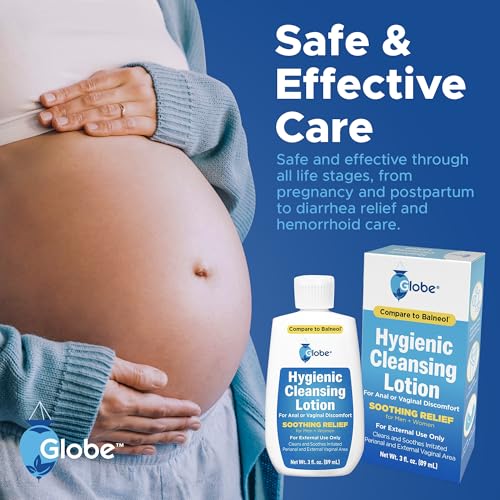 Globe Hygienic Cleansing Lotion for Men and Women, Discomfort, Pain & Itch Relief for Sensitive Areas, Cooling, Non-Irritating & Non-Drying Gentle Personal Care Cleanser, Travel Must Have,3 oz Bottle