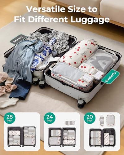 BAGSMART Cherry Pop 6-Piece Compression Packing Cubes for Travel