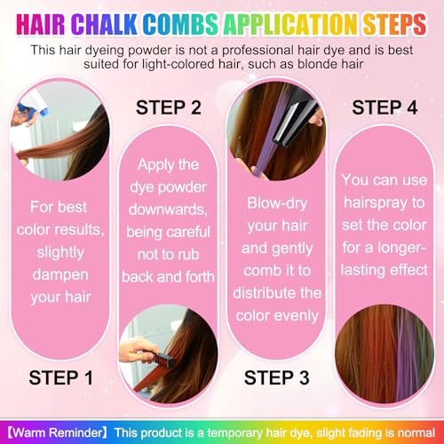 10-Color Washable Hair Chalk Combs for Parties