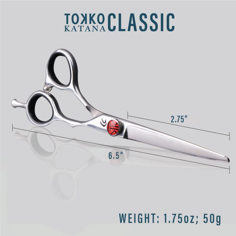 Tokko Katana Classic Professional Razor Edge 440C Japanese Stainless Steel Hair Cutting Scissors 6.5" Barber Shears With Adjustment Screw and Leather Case