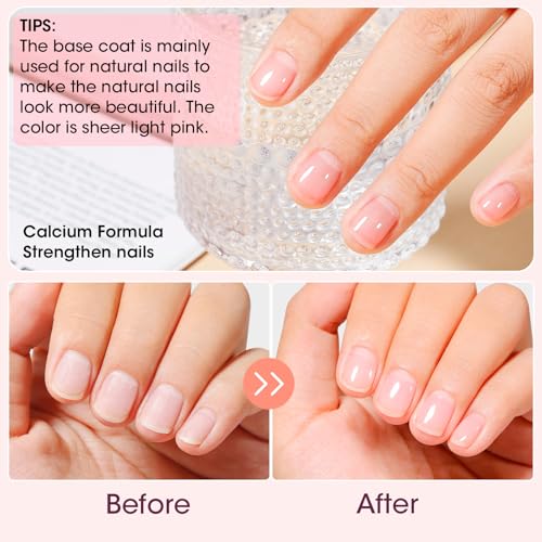 GELLEN 4-in-1 Calcium Nail Strengthener Base Coat - Quick Air Dry Pink Tint