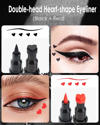 Dual-Ended Heart Stamp Eyeliner - Waterproof Liquid Liner 2Pc
