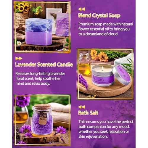 Luxury Bath Gift Set for Women, 12 Pcs Relaxing Lavender Spa Gifts for Women, Self Care Gifts For Mom Wife Girlfriend Sister - Happy Birthday, Christmas, Valentine's Day, Mothers Day Gifts