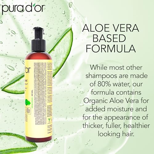 PURA D'OR 8 Oz Original Gold Label Anti-Thinning Biotin Shampoo Natural Earthy Scent, CLINICALLY TESTED Effective Results, Herbal Blend Hair Thickening Products, Women & Men, Color Treated Hair