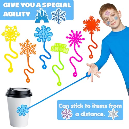 Snowflake Stick Hands Party Favors - 48 PC Set with Temporary Tattoos