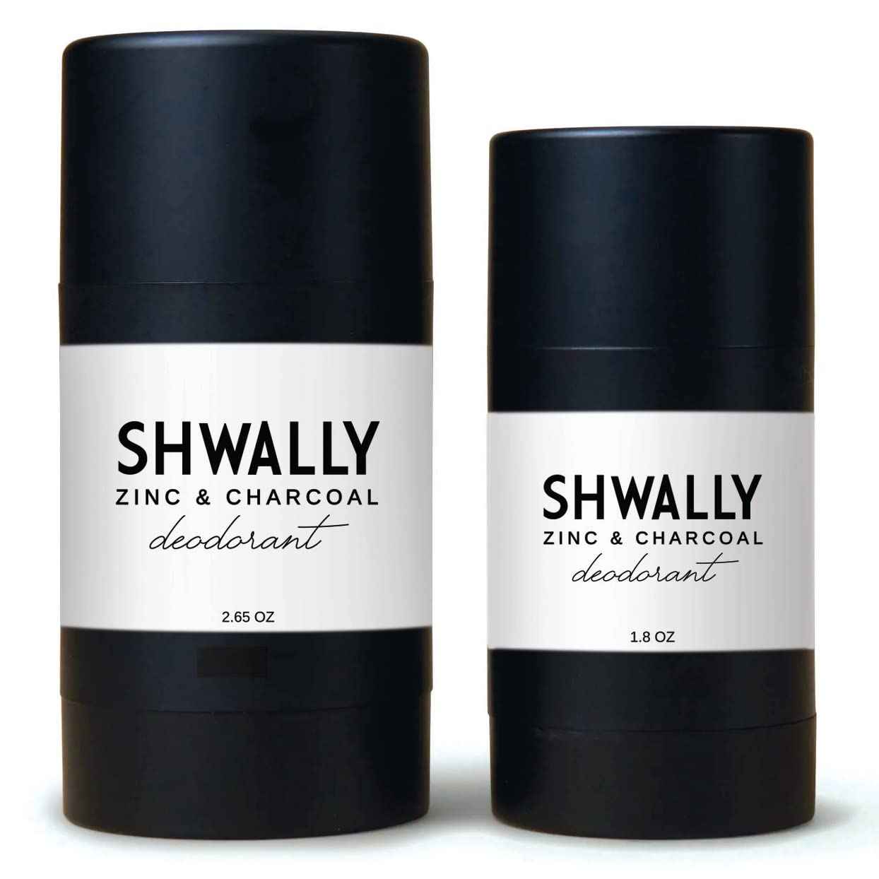Shwally Zinc & Charcoal Deodorant – A True Natural, Tallow-Based & Effective Deodorant for Men & Women –– Aluminum Free with Coconut & Arrowroot – Lasts 4X Longer (Eucalyptus + Peppermint, 2.5 oz)