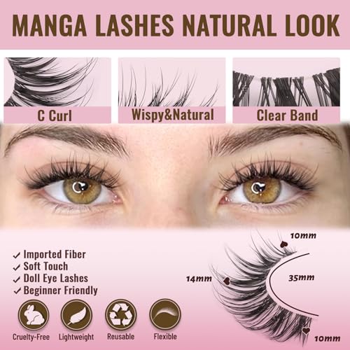 Wispy False Eyelashes 7 Pairs C Curl 10-14mm Natural Look