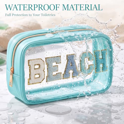 Clear Beach Makeup Bags 6-Pc Set with Chenille Letters