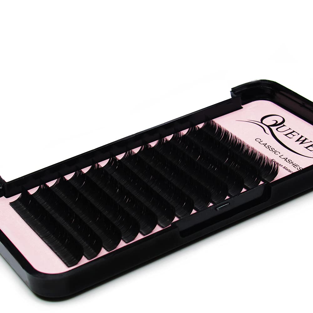 QUEWEL Eyelash Extensions 0.03mm D Curl 13mm Supplies Matte Black Individual Eyelashes Salon Use|0.03/0.05/0.07/0.10/0.15/0.20mm C/D Single 8-18mm Mix 8-15mm/10-15mm|（0.03 D 13mm）