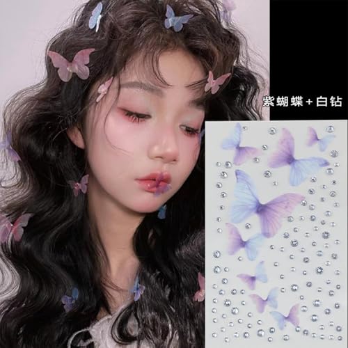 5D Face Gem Stickers - 5 Sheets Self-Adhesive Rhinestones