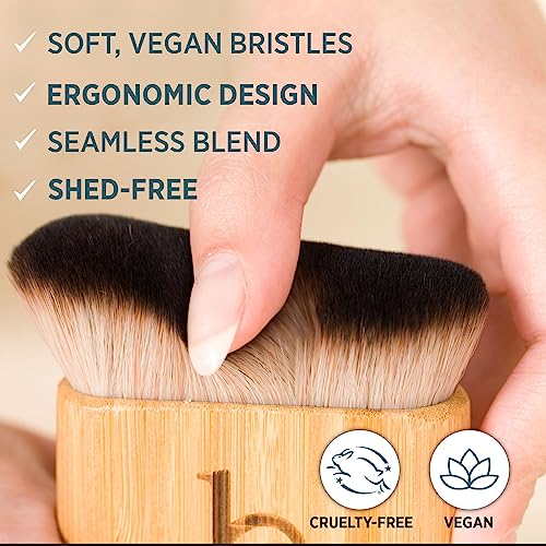 Self Tanner and Kabuki Brush - Made with Natural & Organic Ingredients, Moisturizing Self Tanning Lotion with Aloe Vera & Coconut for a Natural Glow, Streak-Free Fake Tan