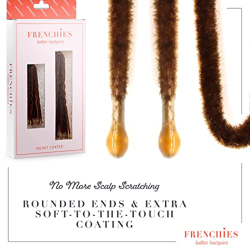 Frenchies Velvet Coated Bobby Pins, Non-Slip, 20 Count, Brown