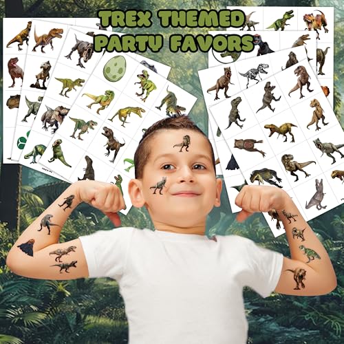 96 PCS T-Rex Dinosaur Temporary Tattoos for Kids | Birthday Party Favors
