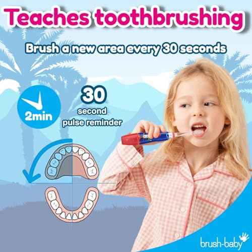 brush-baby - KidzSonic Dinosaur Kids Electric Toothbrush for Ages?3+ with Disco LED Lights, Gentle Sonic Vibrations, 2-Minute Smart Timer & 30?Second Pulse Reminders ? AAA Battery Included