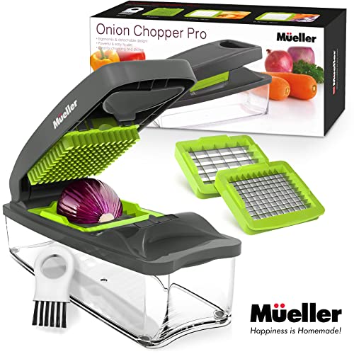 Mueller Pro Series Vegetable Chopper, 30% Heavier Duty Vegetable Slicer, Onion Chopper with Container - Strong Food Chopper, Slicer Dicer Cutter, Great For Salsa, Cooking Gadgets