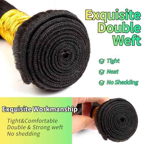 Human Hair Bundles Body Wave Natural Color, 18 20 22 24 Inch - 4 Bundles, Body Wave Bundles Human Hair 12A Unprocessed Brazilian Virgin Wavy Bundles for Black Women