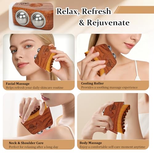 2-in-1 Lymphatic Face Brush with Cooling Stainless Steel Rollers