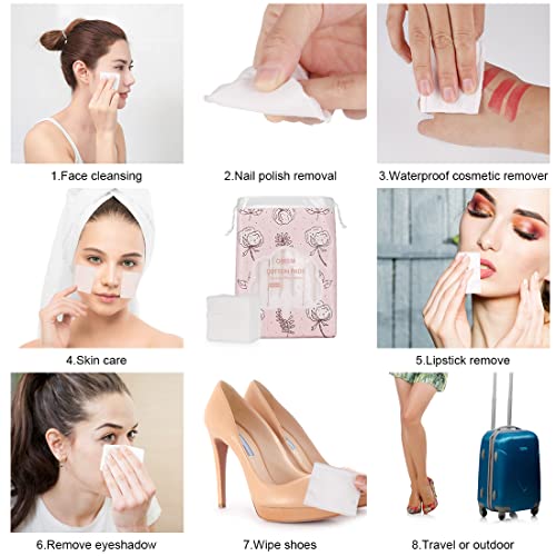 OMSM Cotton Makeup Remover Pads - 222PCS Lint-Free, High Absorbency