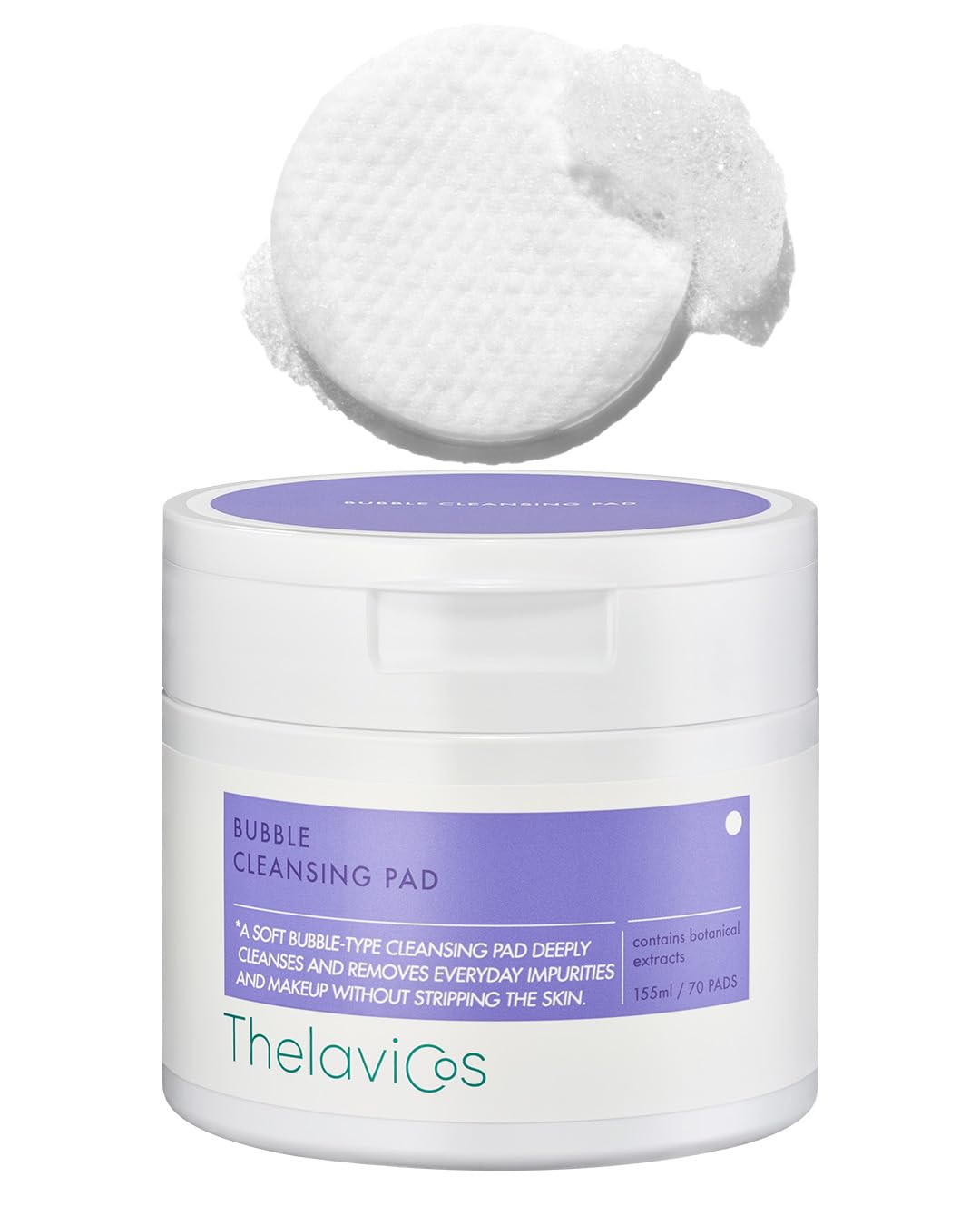 ThelaviCos Bubble Cleansing Pad | Easy makeup remover, facial cleansing pad, gentle & refreshing cleansing without feeling stripped, travel friendly | Korean Skincare for sensitive skin (70 Pads)