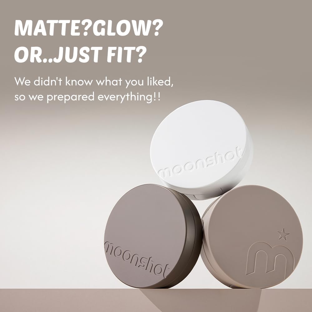 MOONSHOT KOREA Matte Fit Cushion Foundation Full Coverage Matte Finish, Breathable Makeup for Face, Long Lasting, Lightweight K-BEAUTY (21C Cosmic Peach, Matte Fit Cushion)