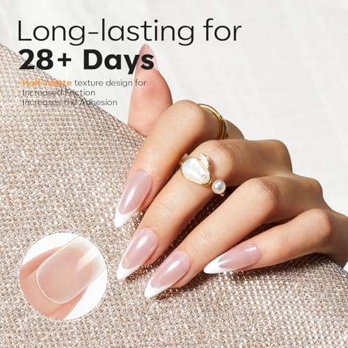 Modelones Medium Stiletto Half Matte Nail Tips 510pcs Pre-Etched Soft Clear Press On
