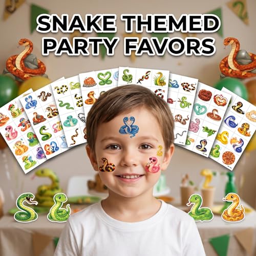 96 PCS Snake Temporary Tattoos for Kids | Waterproof