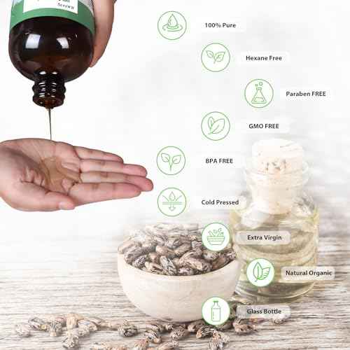 Organic Castor Oil (16.9oz Glass bottle) USDA Certified 100% Pure Natural, Cold Pressed, Hexane Free. Castor Oil for Hair Growth, Thicker Lashes & Fuller Brows