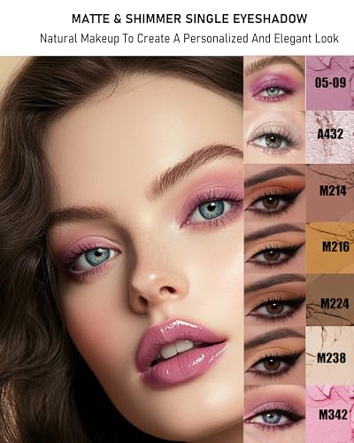 Single Matte Eyeshadow Palette, Light Nude Brown High Pigment