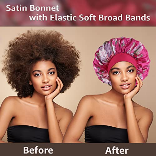 Satin Sleep Bonnet for Curly Hair, Anti-Frizz - 3 Pack
