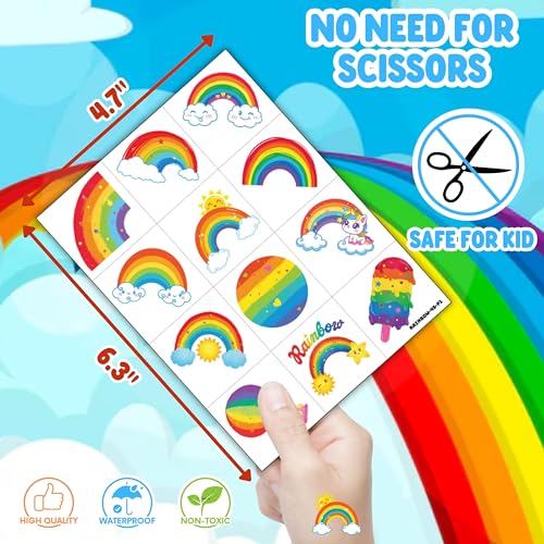 72 Pc Rainbow Party Favors Set - 24 Punch Balloons & 48 Tattoos