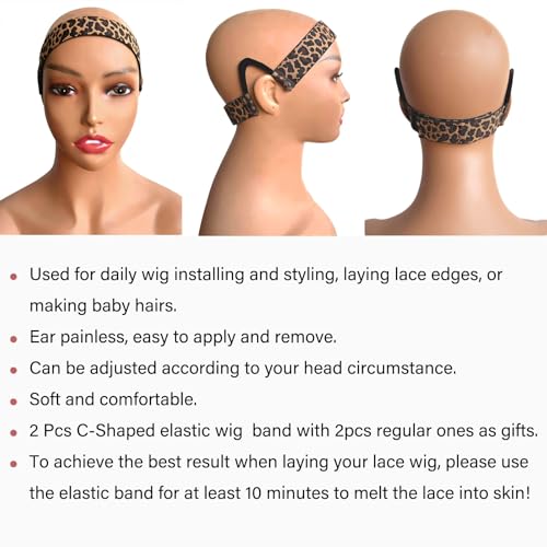 Double-Sided C-Shaped Ear Cut Out Wig Band for Lace Fronts (2-Pack)