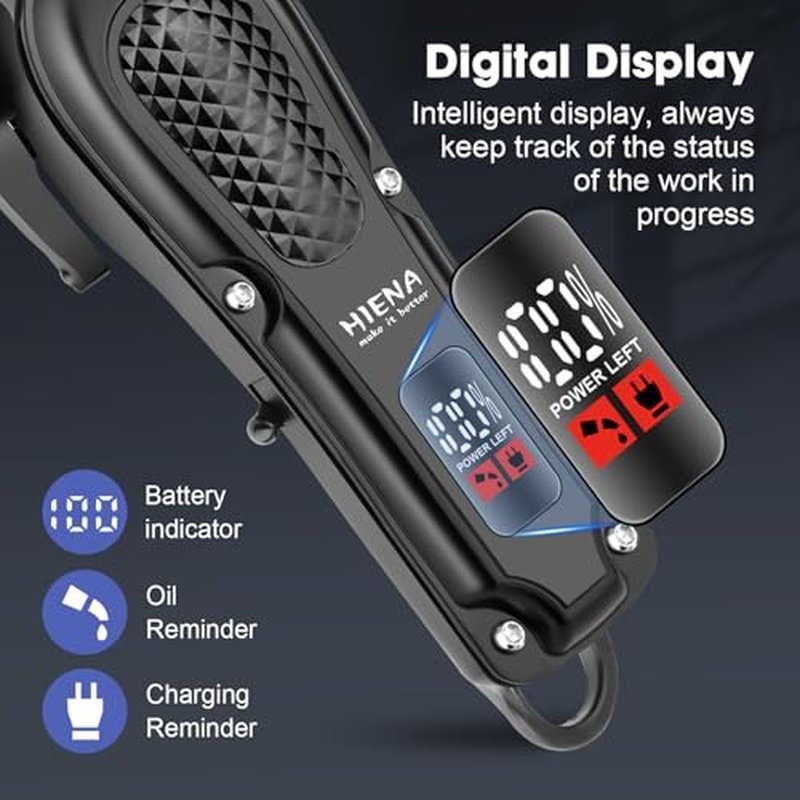 HIENA PRO Cordless Hair Clippers Set for Men with Adjustable Guide Combs