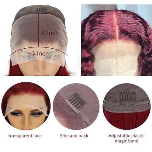 99J Burgundy Lace Front Wigs Human Hair Burgundy Curly Bob Wigs Human Hair 13x4 Lace Front Wigs Short Curly Bob Wigs Deep Curly Wigs for Black Women 12 Inch