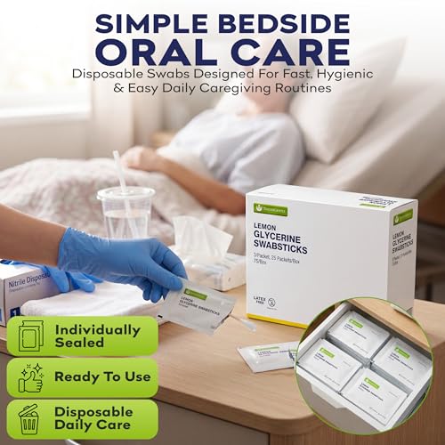 Lemon Glycerin Oral Swabs for Dry Mouth - 75 Pack | TenderGentle