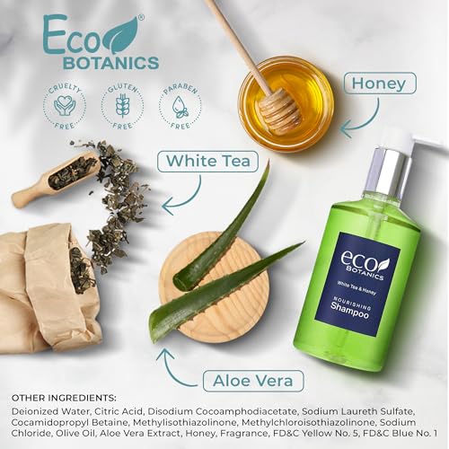 Terra Pure | Eco Botanics Shampoo, White Tea & Honey Retail Size Hotel Amenities, 10.14 oz. (Single)