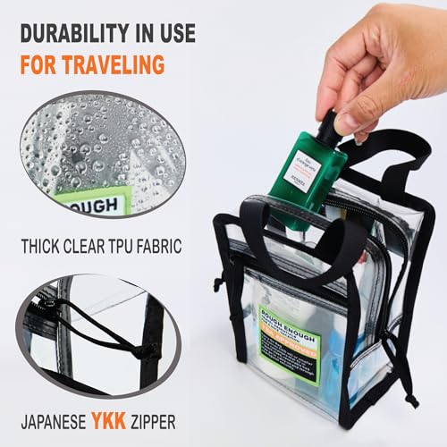 Rough Enough Clear TSA Approved Toiletry Bag Portable Travel Makeup Case with Handles Zipper Transparent Toiletries and Cosmetic Organizer Storage