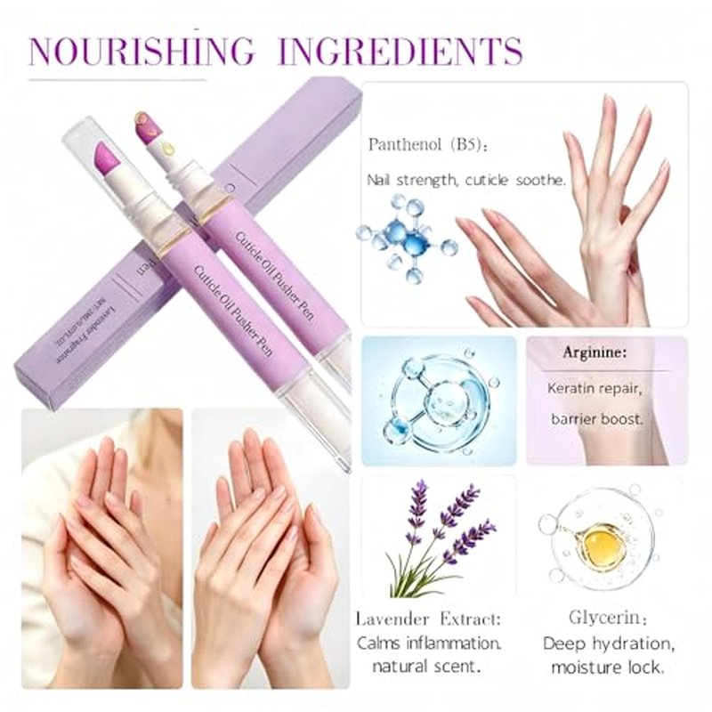 2-in-1 Cuticle Oil Pusher Pen with Ceramic Tip - Moisturizing Nail Care