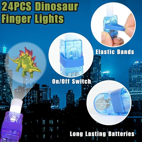 72 Pc Dinosaur Party Favors Set - LED Lights & Tattoos