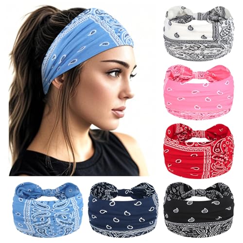YARIEW Boho Knotted Headbands for Women - 6 Pack Yoga Workout Hair Wraps