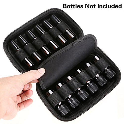 Hipiwe Black Hard Shell Essential Oil Carrying Case for 12 Bottles - Travel Bag