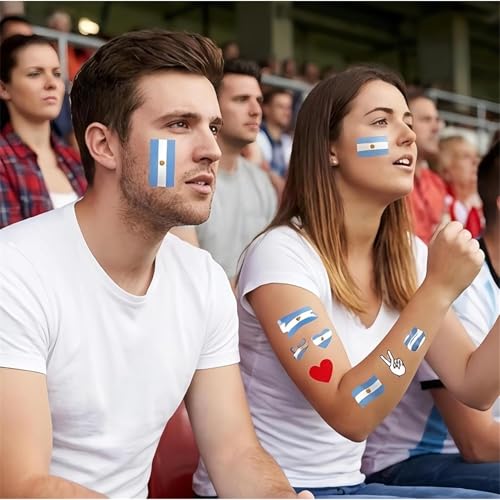 20 Pack World Cup Temporary Tattoos - Waterproof National Flag Stickers
